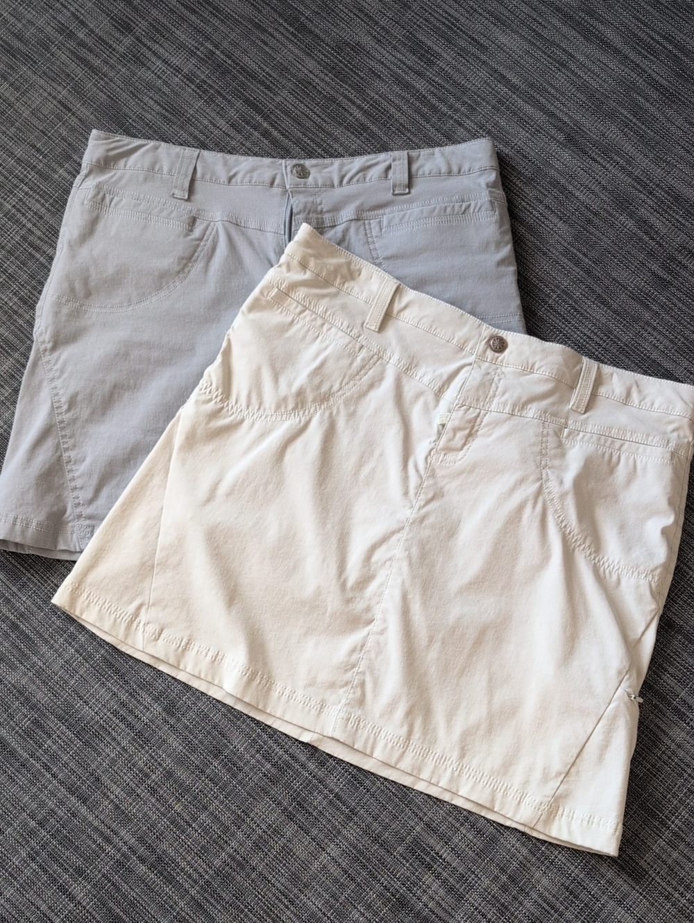 Two Athleta Skorts in Cream and Light Gray Size 12